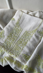 Load image into Gallery viewer, Titlee Women's Lakhnavi Handcrafted Mul Chanderi Unstitched Kurta And Dupatta Set - HONC0284777