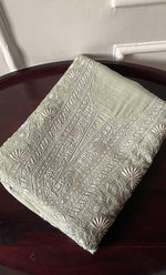 将图像加载到图库查看器中, Women's Lakhnavi Handcrafted Munga Silk Chikankari Unstitched Kurti Fabric - HONC0316122