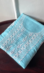 Load image into Gallery viewer, Women's Lakhnavi Handcrafted Cotton Chikankari Unstitched Kurti Fabric - HONC0318763