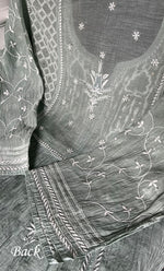 Load image into Gallery viewer, Women's Lakhnavi Handcrafted Mul Chanderi Semi - stitched Chikankari Full Suit Material - HONC0333491