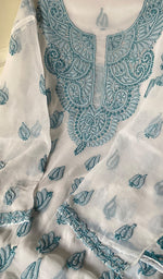 Load image into Gallery viewer, White Color Women Lucknowi Handcrafted Faux-Georgette Chikankari Semi - Stitched Suit Material