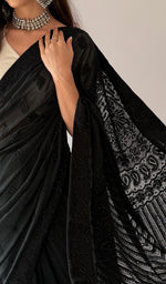 Load image into Gallery viewer, Women's Lakhnavi Handcrafted Pure Silk Georgette Chikankari Saree - HONC0310644