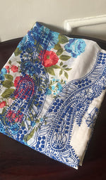 将图像加载到图库查看器中, Women's Lakhnavi Handcrafted Cotton Chikankari Unstitched Kurti Fabric - HONC0284307