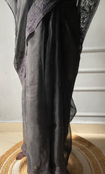 Load image into Gallery viewer, Women's Lucknowi Handcrafted Pure Organza Silk Chikankari Saree - HONC0236358