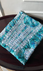 Load image into Gallery viewer, Women's Lakhnavi Handcrafted Cotton Chikankari Unstitched Kurti Fabric - HONC0315332