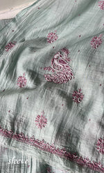 Load image into Gallery viewer, Firdauz Women's Lakhnavi Handcrafted Mul Chanderi Unstitched Kurta And Dupatta Set - HONC0302268