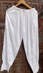 Load image into Gallery viewer, Women's Lucknowi Handcrafted Modal Cotton Afghani Chikankari Pant - HONC0226040