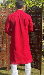 Load image into Gallery viewer, Men's Faux-Georgette Hakoba Kurta - HONC0261819