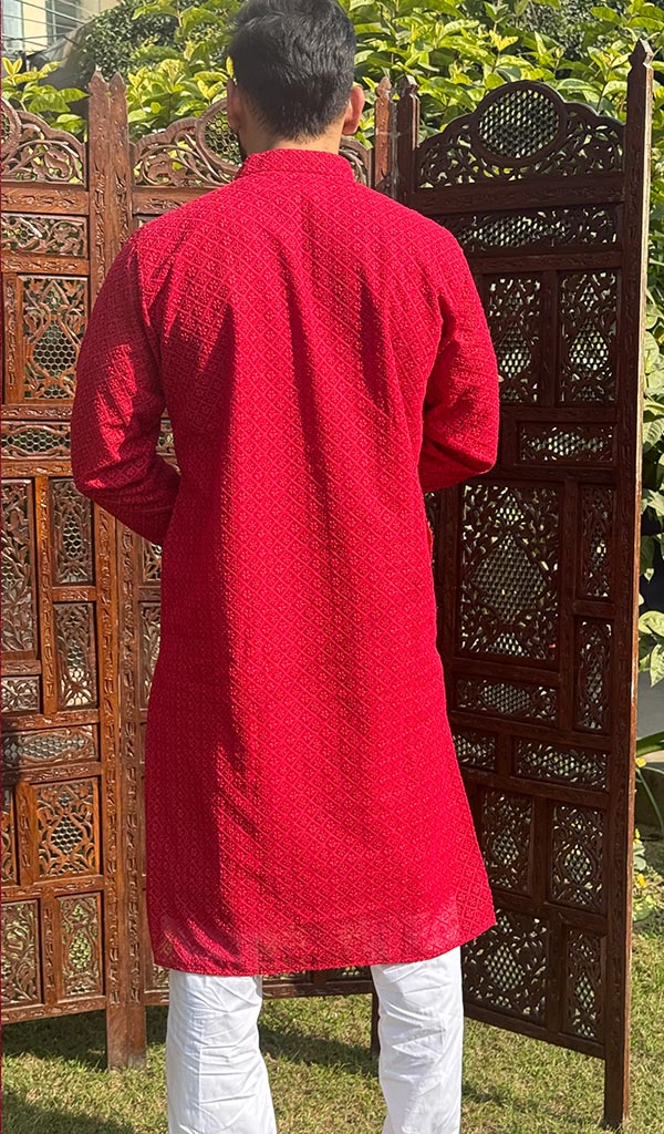 Men's Faux-Georgette Hakoba Kurta - HONC0261819