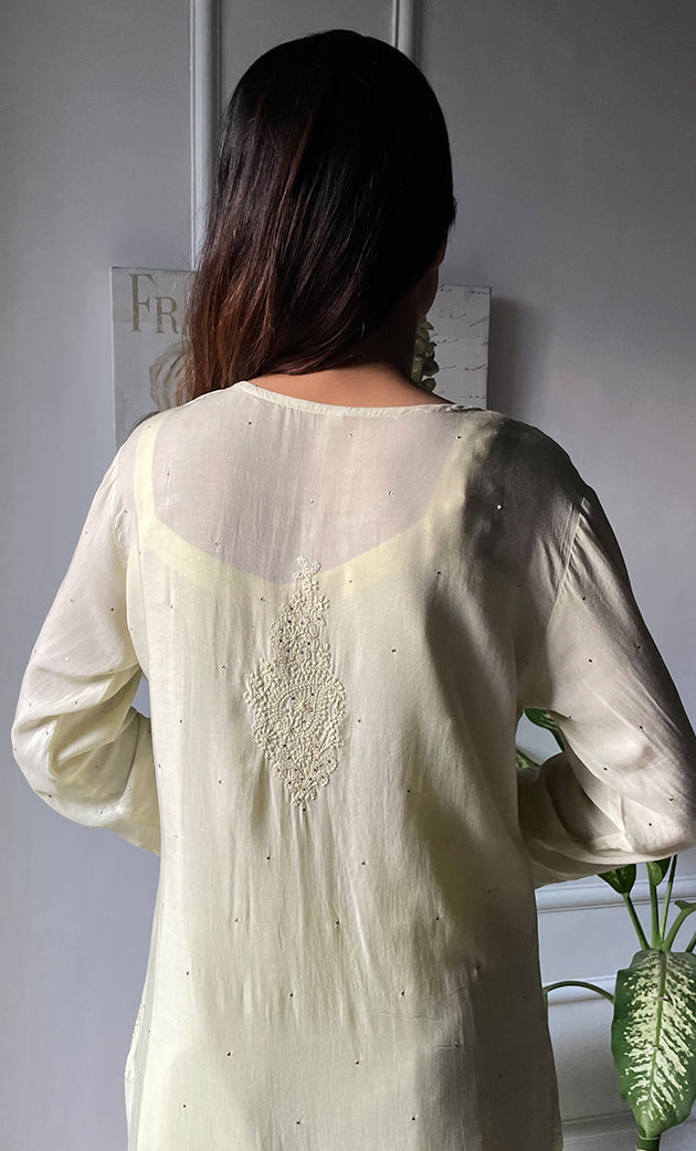 Women's Lucknowi Handcrafted Modal Cotton Chikankari Kurti - HONC0264914