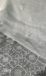 将图像加载到图库查看器中, Women's Lakhnavi Handcrafted Pure Organza Chikankari Unstitched Kurta And Dupatta Set- HONC0319972