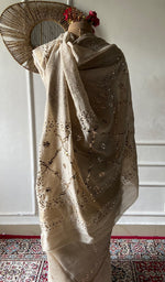 Load image into Gallery viewer, Women's Lakhnavi Handcrafted Munga Silk Chikankari Saree - HONC0353052