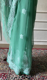 将图像加载到图库查看器中, Women's Lucknowi Handcrafted Faux-Georgette Chikankari Saree - HONC0348739