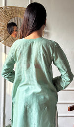 Load image into Gallery viewer, Ishita Women's Lucknowi Handcrafted Chanderi Silk Chikankari Kurti - HONC0340171