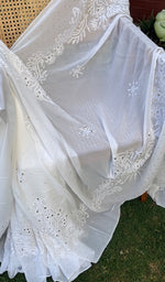 Load image into Gallery viewer, Women's Lakhnavi Handcrafted Viscose Georgette Chikankari Saree - HONC0208447