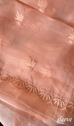 将图像加载到图库查看器中, Women's Lakhnavi Handcrafted Pure Organza Chikankari Unstitched Kurta And Dupatta Set- HONC0266188