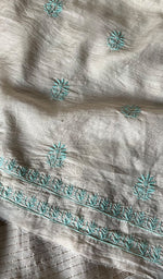 Load image into Gallery viewer, Women's Lakhnavi Handcrafted Munga Silk Chikankari Kurta And Dupatta Set - HONC0251544