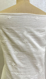 将图像加载到图库查看器中, Lucknowi Handcrafted White Cotton Chikankari Unstitched Men's Kurta Fabric - HONC0146627