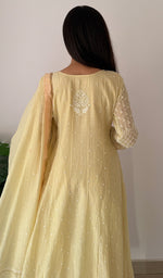Load image into Gallery viewer, Women's Lucknowi Handcrafted Mul Chanderi Stitched Chikankari Anarkali , Dupatta With pant Set- HONC0328254