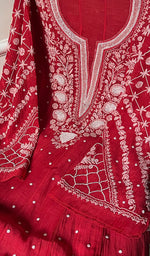 Load image into Gallery viewer, Maira Women's Lakhnavi Handcrafted Mul Chanderi Semi - Stitched Anarkali Kurta And Dupatta Set - HONC0251759