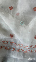 将图像加载到图库查看器中, Women's Lakhnavi Handcrafted Pure Organza Chikankari Unstitched Kurta And Dupatta Set- HONC0270067