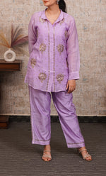 将图像加载到图库查看器中, Women's Lucknowi Handcrafted Mul Chanderi Stitched Chikankari Kurta And Plazzo Set- HONC0318570
