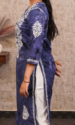 Load image into Gallery viewer, Women's Lucknowi Handcrafted Cotton Chikankari Long Kurti - HONC0322226