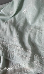 Load image into Gallery viewer, Women's Lakhnavi Handcrafted Maheshwari Mul Chanderi Unstitched Kurta And Dupatta Set- HONC0281943