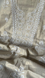 Load image into Gallery viewer, Women's Lucknowi Handcrafted Tissue Chanderi Chikankari Kurta And Dupatta Set - HONC0242482