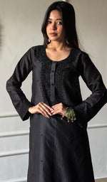 Load image into Gallery viewer, Ishita Women's Lucknowi Handcrafted Chanderi Silk Chikankari Kurti - HONC0350675