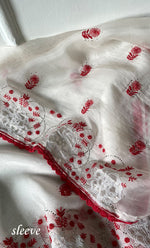 Load image into Gallery viewer, Women's Lakhnavi Handcrafted Pure Organza Chikankari Unstitched Kurta And Dupatta Set- HONC0320491