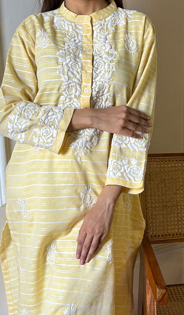 Amanat Women's Lucknowi Handcrafted Cotton Chikankari Kurti - HONC0225123