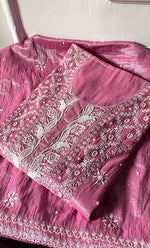 Load image into Gallery viewer, Women's Lakhnavi Handcrafted Tissue Chanderi Semi-Stitched Anarkali And Dupatta Set - HONC0323636