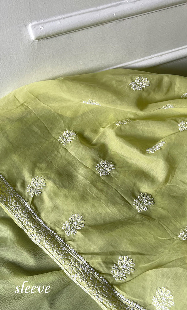 Women's Lakhnavi Handcrafted Unstitched Cotton Chikankari Suit Material - HONC0320309