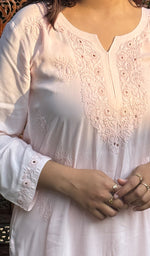 Load image into Gallery viewer, Women's Lucknowi Handcrafted Modal Cotton Chikankari Kurti - HONC0225836