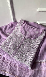Load image into Gallery viewer, Women's Lakhnavi Handcrafted Mul Chanderi Semi - Stitched Kurta And Dupatta Set- HONC0307208