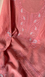 Load image into Gallery viewer, Women's Lakhnavi Handcrafted Mul Chanderi Semi - Stitched Kurta And Dupatta Set - HONC0243877