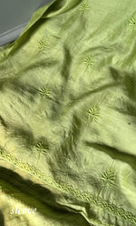 Load image into Gallery viewer, Women's Lakhnavi Handcrafted Munga Silk Chikankari Kurta And Dupatta Set- HONC0278846