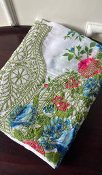将图像加载到图库查看器中, Women's Lakhnavi Handcrafted Cotton Chikankari Unstitched Kurti Fabric - HONC0284341
