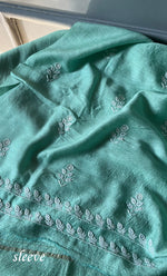 Load image into Gallery viewer, Women's Lakhnavi Handcrafted Munga Silk Unstitched Chikankari Kurta And Dupatta Set- HONC0282382