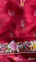 将图像加载到图库查看器中, Women's Lakhnavi Handcrafted Pure Organza Chikankari Unstitched Kurta And Dupatta Set- HONC0267236