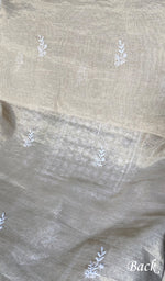 Load image into Gallery viewer, Women's Lakhnavi Handcrafted Tissue Chanderi Unstitched Chikankari Kurta And Dupatta Set - HONC0360003