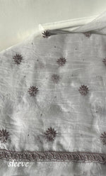 Load image into Gallery viewer, Women's Lakhnavi Handcrafted Pure Organza Chikankari Unstitched Kurta And Dupatta Set- HONC0328279