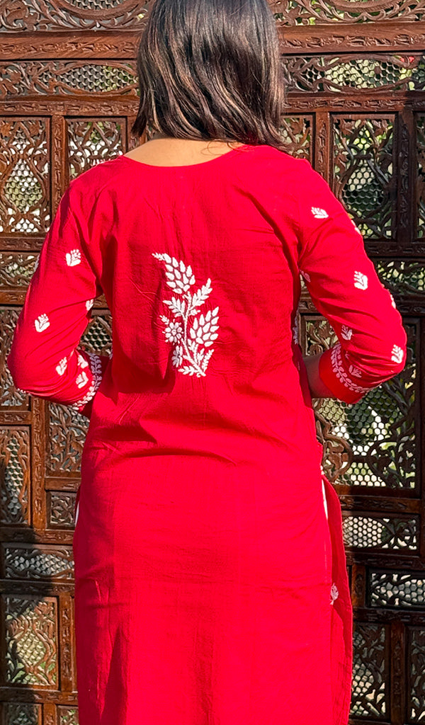Women's Lakhnavi Handcrafted Cotton Chikankari Kurti - HONC0268624