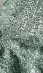 Load image into Gallery viewer, Women's Lakhnavi Handcrafted Mul Chanderi Semi - Stitched Kurta And Dupatta Set - HONC0200719