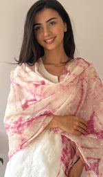 将图像加载到图库查看器中, Women's Lakhnavi Handcrafted Mul Chanderi Chikankari Dupatta - HONC0320020