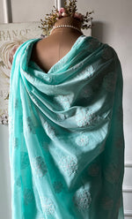 将图像加载到图库查看器中, Women's Lakhnavi Handcrafted Cotton Chikankari Saree - HONC0320896