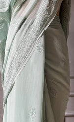将图像加载到图库查看器中, Women's Lakhnavi Handcrafted Viscose Georgette Chikankari Saree - HONC0290054