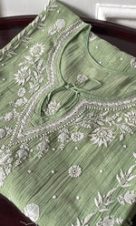 Load image into Gallery viewer, Women's Lucknowi Handcrafted Mul chanderi Chikankari Kaftan - HONC0310788