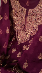 Load image into Gallery viewer, Alia Women's Lakhnavi Handcrafted Faux-Georgette Chikankari Semi-Stiched Suit Material - HONC0239597